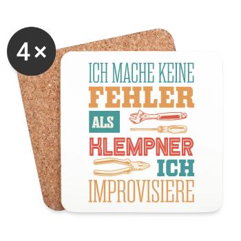 Klempner, Fehlerfrei und improvisiert - Untersetzer (4er-Set) - Weiß - Vorne