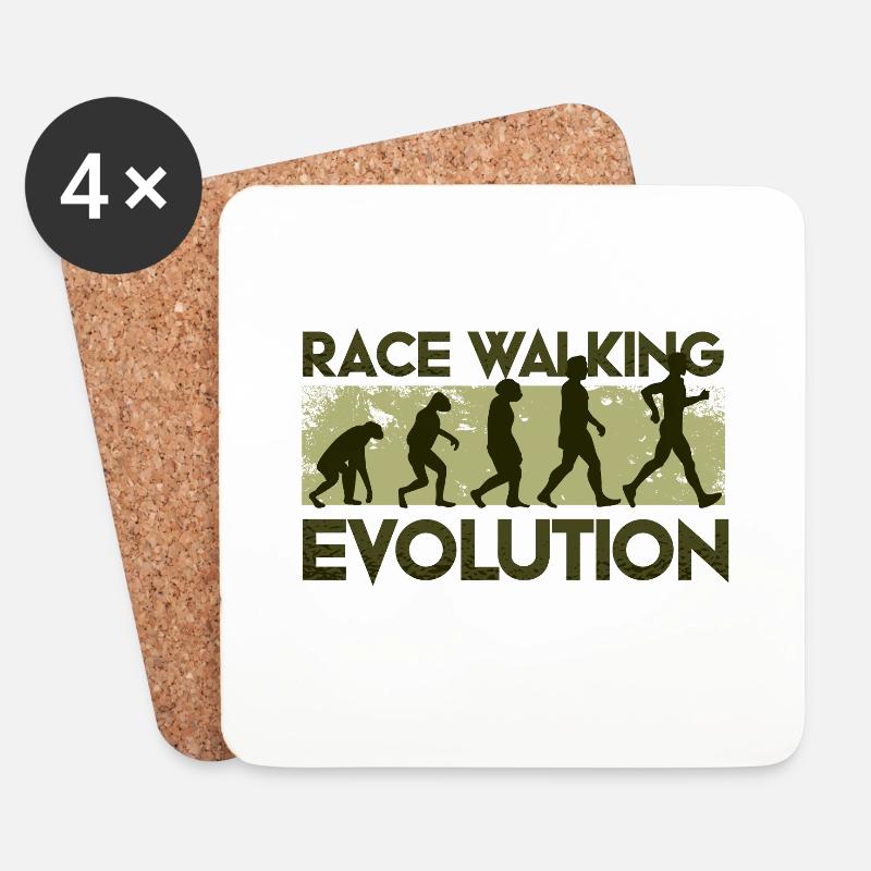 Walking, Walking Evolution - Coasters (set of 4) - white