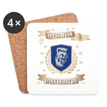Hessischer Äppler, Apfelwein - Untersetzer (4er-Set) - Weiß - Vorne