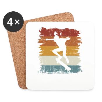 Rétro vintage skateboard fille - Dessous de verre (lot de 4) - blanc - Devant