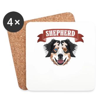 Australian Shepherd Dad, Hundepa - Dessous de verre (lot de 4) - blanc - Devant