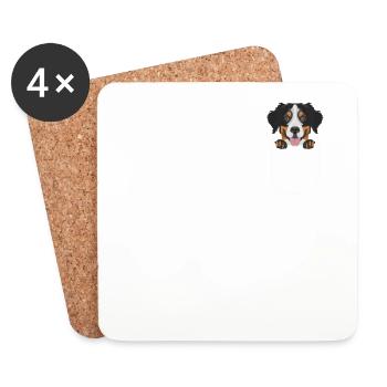 Chien de sennenhund bernois dans la poche thoracique - Dessous de verre (lot de 4) - blanc - Devant