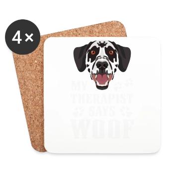 Mon thérapeute fait du wuff, Dalmatien - Dessous de verre (lot de 4) - blanc - Devant