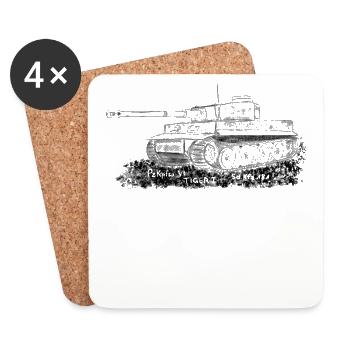 WW2 Tank Tiger I - Coasters (set of 4) - white - Front