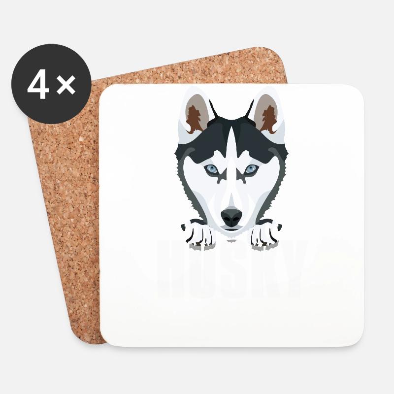 Lächelnder Husky - Untersetzer (4er-Set) - Weiß