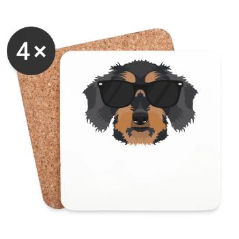 My rough-haired dachshund is the coolest - Coasters (set of 4) - white - Front