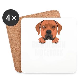 Rhodesian Ridgeback souriant - Dessous de verre (lot de 4) - blanc - Devant