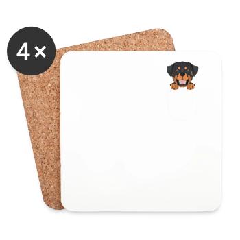 Rottweiler in der Brusttasche - Untersetzer (4er-Set) - Weiß - Vorne