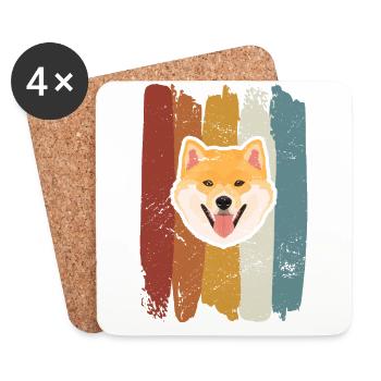 Lächelnder Shiba Inu retro - Untersetzer (4er-Set) - Weiß - Vorne