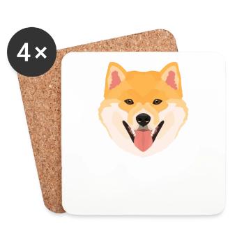Shiba Inu souriant - Dessous de verre (lot de 4) - blanc - Devant