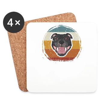Staffordshire Bull Terrier rétro souriant - Dessous de verre (lot de 4) - blanc - Devant