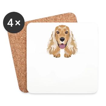 Cocker anglais souriant Spaniel - Dessous de verre (lot de 4) - blanc - Devant