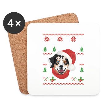 Berger australien Noël - Dessous de verre (lot de 4) - blanc - Devant