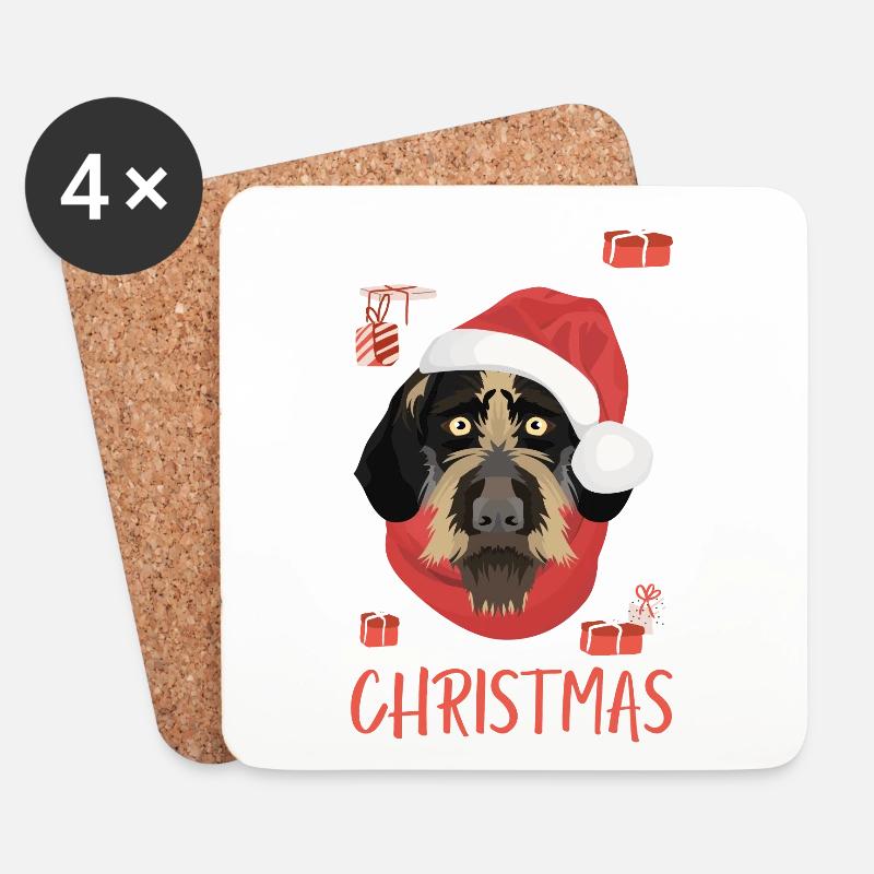 Deutsch Drahthaar Weihnachten - Untersetzer (4er-Set) - Weiß