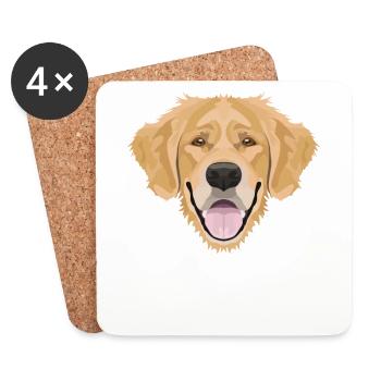 Smiling Golden Retriever - Coasters (set of 4) - white - Front