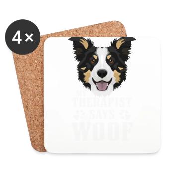 Mon thérapeute fait Wuff, Border Collie - Dessous de verre (lot de 4) - blanc - Devant