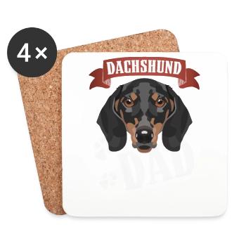 Teckel Papa, Chien Papa - Dessous de verre (lot de 4) - blanc - Devant