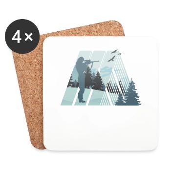 Chasseur, nature merveilleuse - Dessous de verre (lot de 4) - blanc - Devant