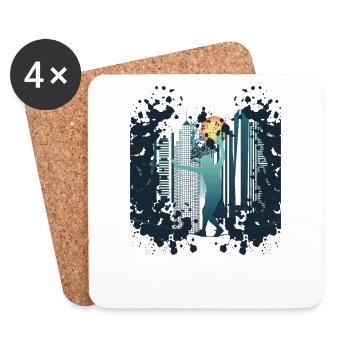 Slackline, Urban, Lifestyle & City - Coasters (set of 4) - white - Front