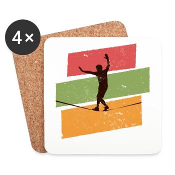Retro vintage Slackline - Untersetzer (4er-Set) - Weiß - Vorne