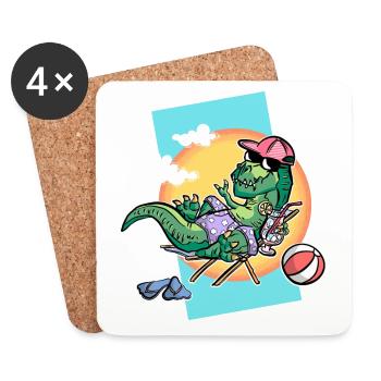 Rex sur la plage - Dessous de verre (lot de 4) - blanc - Devant