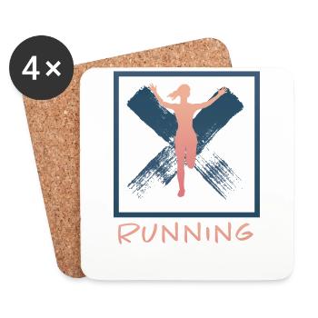 Grunge Marathon, Trail Running - Coasters (set of 4) - white - Front
