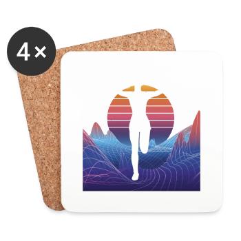 Vaporwave Synthwave Marathon, Trail Running - Dessous de verre (lot de 4) - blanc - Devant
