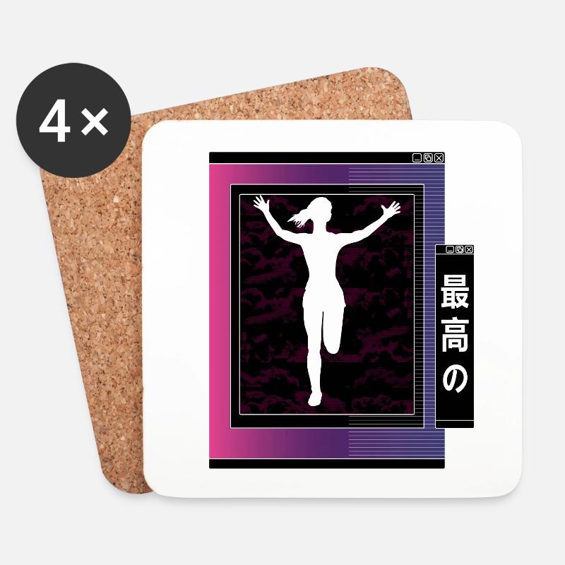 Vaporwave Metaverse Marathon, Trailrunning - Untersetzer (4er-Set) - Weiß