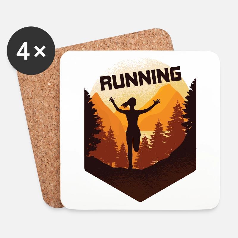 Marathon, Trailrunning Läuferin - Untersetzer (4er-Set) - Weiß