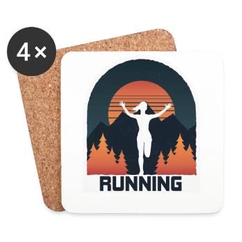 Marathon, coureur de trail running - Dessous de verre (lot de 4) - blanc - Devant