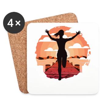 Marathon, coureur de trail running - Dessous de verre (lot de 4) - blanc - Devant