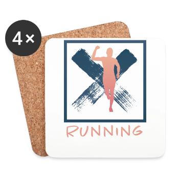Grunge Marathon, Trail Running - Coasters (set of 4) - white - Front