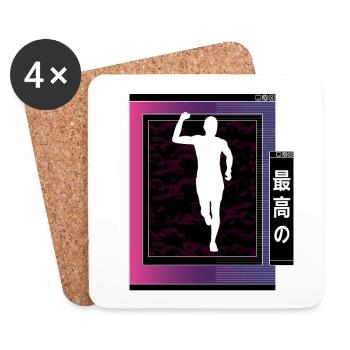 Vaporwave Metaverse Marathon, Trail Running - Dessous de verre (lot de 4) - blanc - Devant