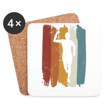 Marathon rétro, Trail Running - Dessous de verre (lot de 4) - blanc - Devant
