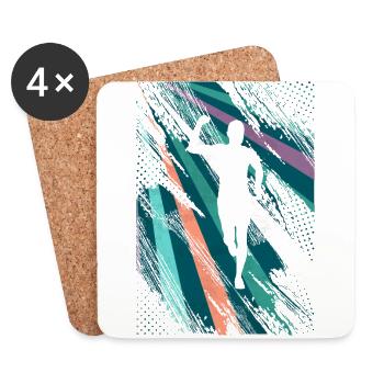 Marathon rétro, Trail Running - Dessous de verre (lot de 4) - blanc - Devant