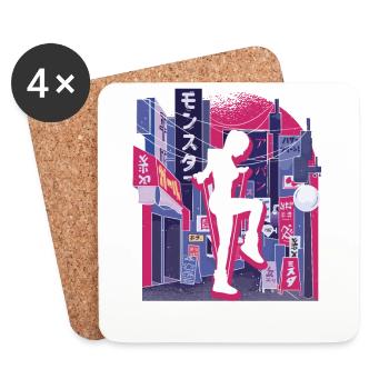 Saut à la corde de la ville asiatique - Dessous de verre (lot de 4) - blanc - Devant