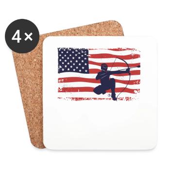 Arrowtag du drapeau américain - Dessous de verre (lot de 4) - blanc - Devant