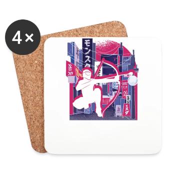 Vaporwave Synthwave Skyline Arrowtag - Dessous de verre (lot de 4) - blanc - Devant