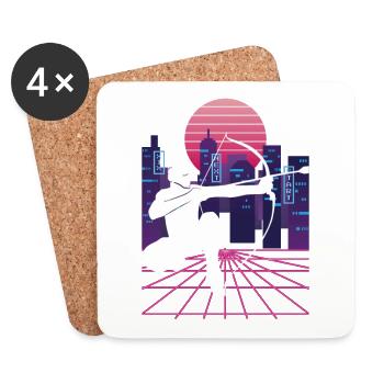 Vaporwave Synthwave Skyline Arrowtag - Dessous de verre (lot de 4) - blanc - Devant