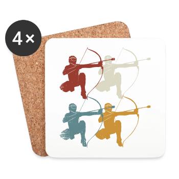 Arrowtag rétro - Dessous de verre (lot de 4) - blanc - Devant