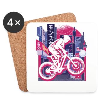 Descente de la ville asiatique - Dessous de verre (lot de 4) - blanc - Devant