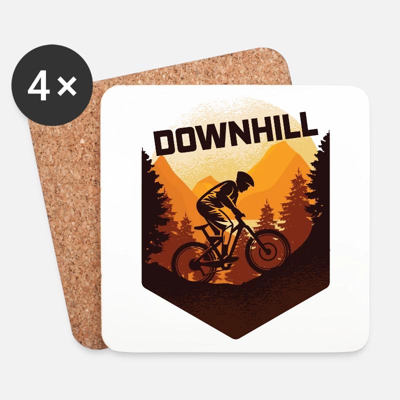 Downhill Mountainbike - Untersetzer (4er-Set) - Weiß