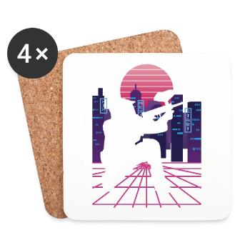 Vaporwave Synthwave Skyline Paintball - Dessous de verre (lot de 4) - blanc - Devant