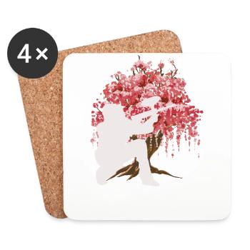 Paintball japonais en fleurs de cerisier - Dessous de verre (lot de 4) - blanc - Devant