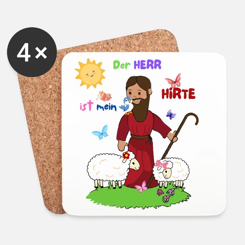 Der gute Hirte - Untersetzer (4er-Set) - Weiß
