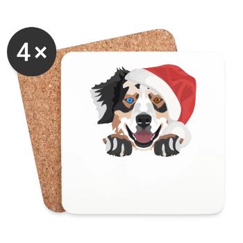 Australian Shepherd Merry Christmas - Coasters (set of 4) - white - Front