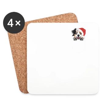 Australian Shepherd Merry Christmas - Coasters (set of 4) - white - Front