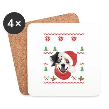 Australian Shepherd Merry Christmas - Coasters (set of 4) - white - Front
