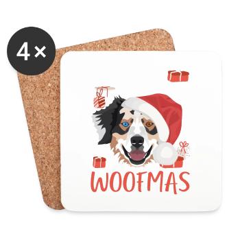 Australian Shepherd Merry Christmas - Coasters (set of 4) - white - Front