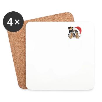 Australian Shepherd Merry Christmas - Coasters (set of 4) - white - Front